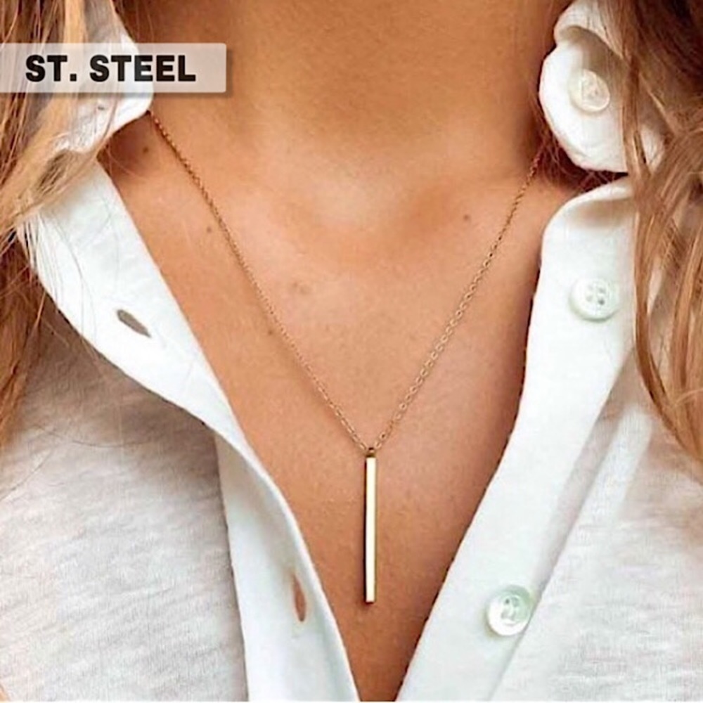 ⚜️𝟯𝟬%𝗢𝗙𝗙 𝗯𝘂𝗻𝗱𝗹𝗲𝘀 𝟯+⚜️ NEW Long Vertical Bar Stainless Steel Necklace